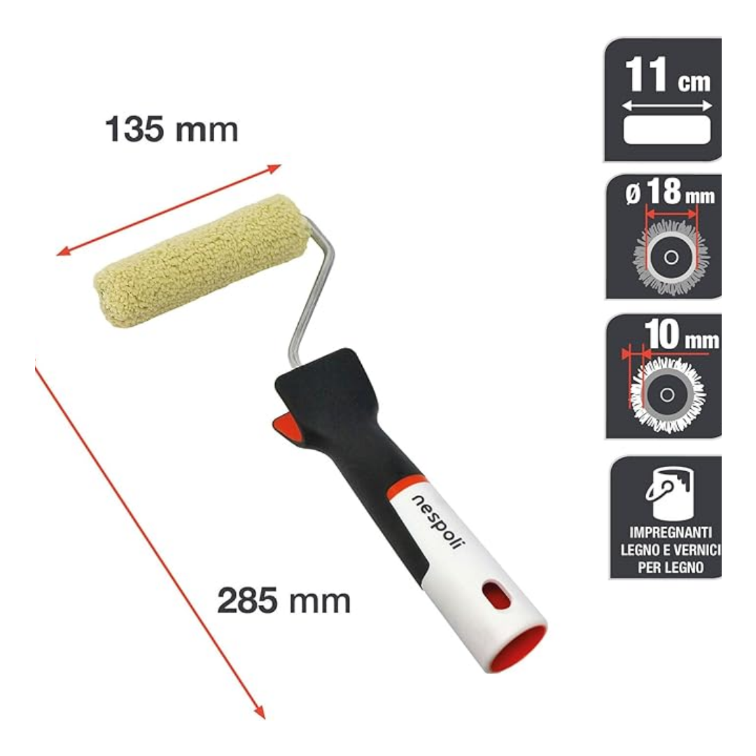 SOFT TOUCH TEFLON LEGNO NESPOLI MINIRULLO RULLO SOFT TOUCH TEFLON LEGNO 11 CM