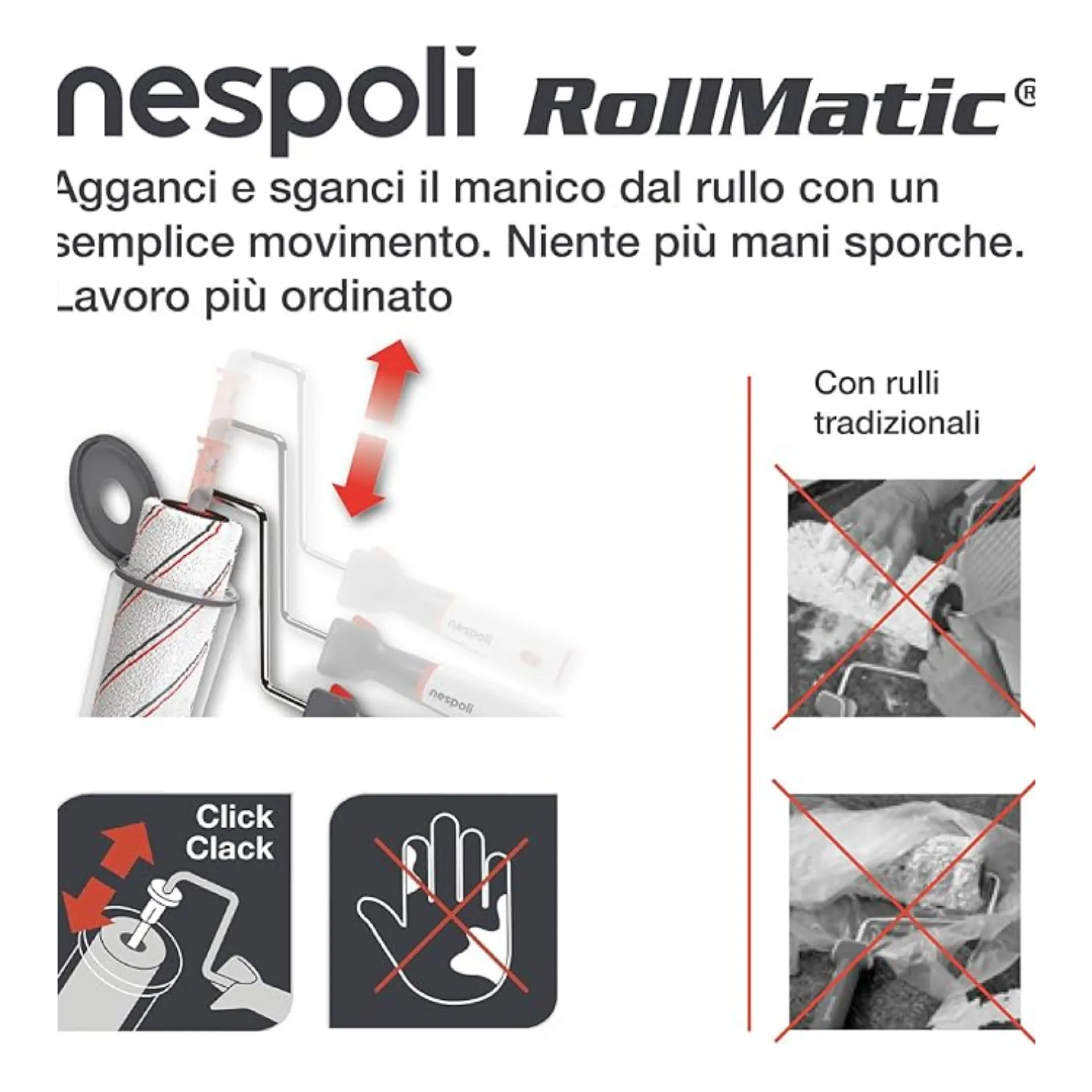 RULLO ROLLMATIC TEFLON SOFT TOUCH SUPERFICI LISCE